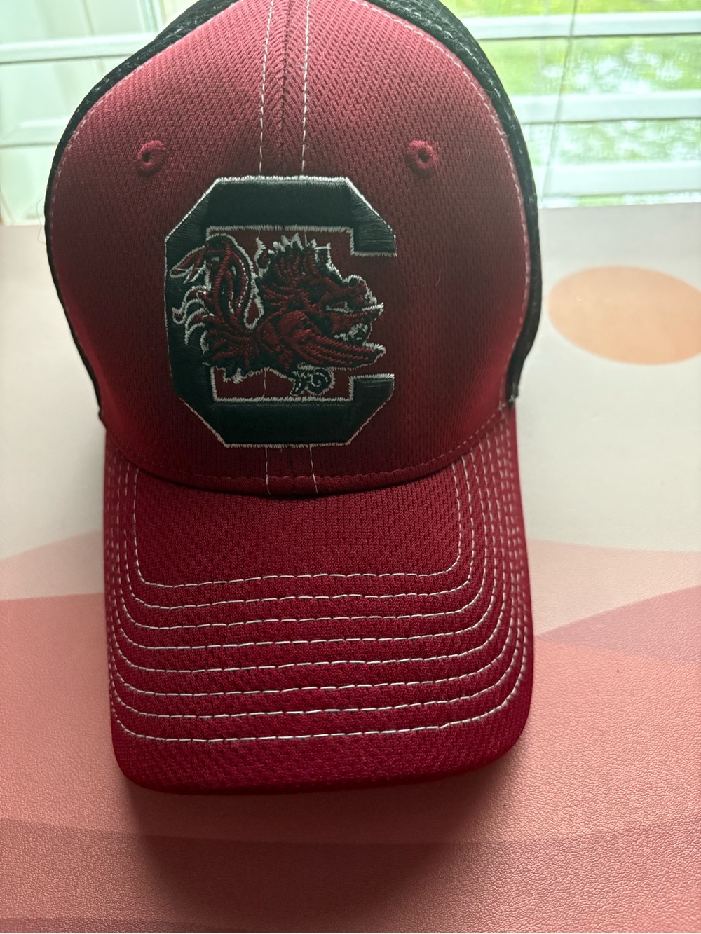 Zephyr Red and Black Baseball Cap with Embroidered Logo